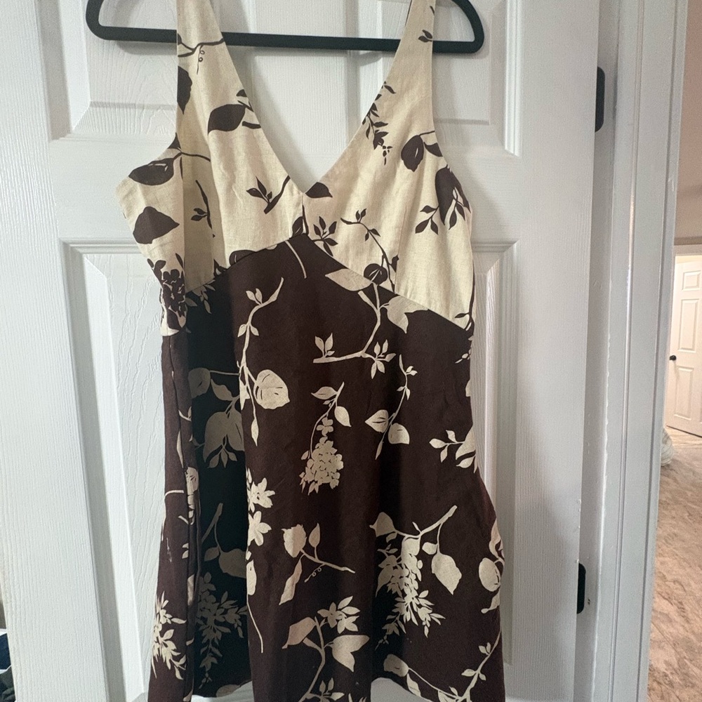 Abercrombie and Fitch V-neck Linen Blend Mini Dress - Picture 2 of 5